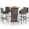 vidaXL 9-delige Tuinbarset met kussens poly rattan grijs