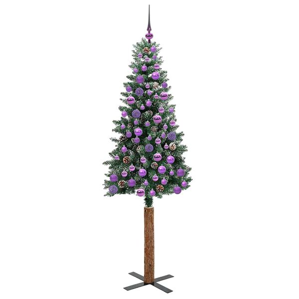 vidaXL Slanke Kerstboom Groen 180 cm PVC en massief dennenhout