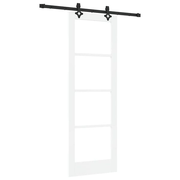 vidaXL Schuifdeur Wit 73,5 x 211 cm Massief grenenhout en glas