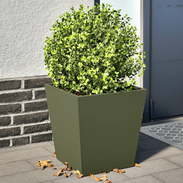 vidaXL Plantenbakken 2 st 40x40x40 cm staal olijfgroen