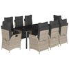 vidaXL 9-delige Tuinset met kussens poly rattan lichtgrijs