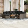 vidaXL 11-delige Loungeset met kussens poly rattan grijs