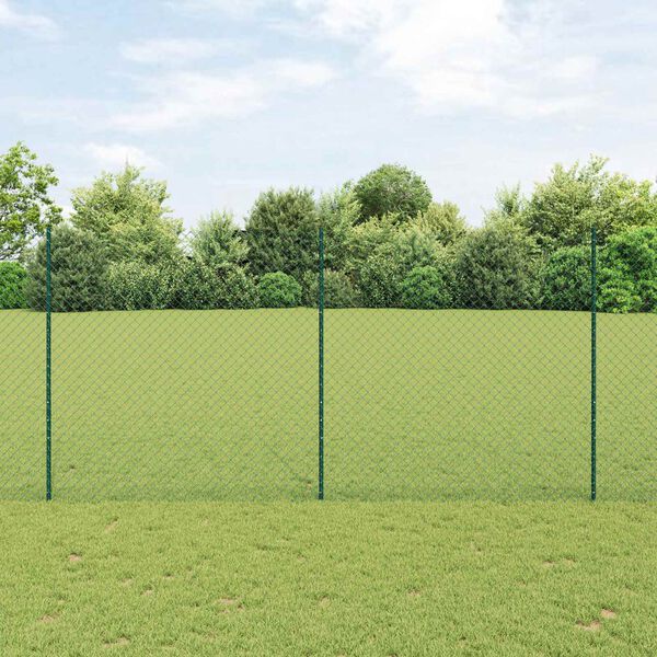 vidaXL Hek met Paal Groen 1,5 x 10 m Staal en PVC