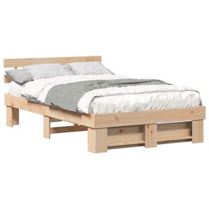 vidaXL Bedframe met hoofdeinde Bruin 120 x 190 cm Massief grenenhout