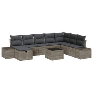 vidaXL Tuin Sofa Set 9 st Grijs poly rattan