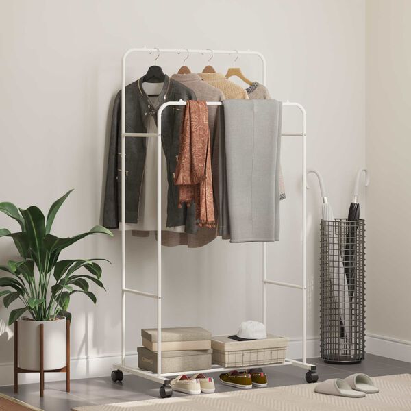 vidaXL Kledingrek Effen Wit 80 x 53 x 156 cm