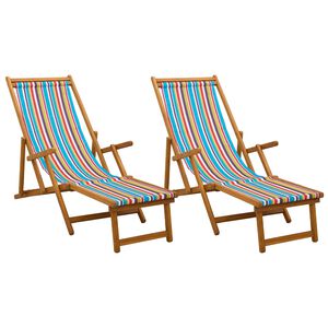 vidaXL Opvouwbare zonnebed 2 pcs 3 Positie Massief Eucalyptus Hout