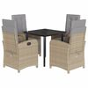 vidaXL 5-delige Tuinset met kussens poly rattan beige