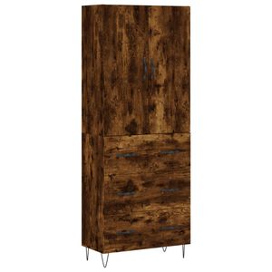 vidaXL Hoge kast 69,5x34x180 cm bewerkt hout gerookt eikenkleurig