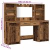 vidaXL Make-up tafel set met LED met lade 3 pcs Oudhout Bewerkt hout