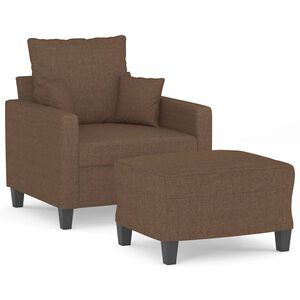 vidaXL Fauteuil met voetenbank 60 cm stof bruin