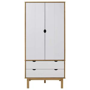 vidaXL Kledingkast OTTA 76,5x53x172 cm massief grenenhout bruin en wit