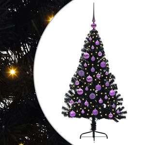 vidaXL Kunstmatig Voorverlicht Kerstboom met 150 LED Zwart 120 cm PVC