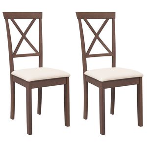 vidaXL Eetkamerstoelen met kussens 2 st massief hout rubber bruin