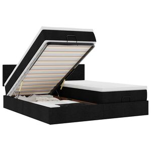 vidaXL Ottoman bed met matrassen en LED's 160x200cm stof zwart