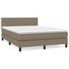 vidaXL Boxspring met matras stof taupe 140x200 cm