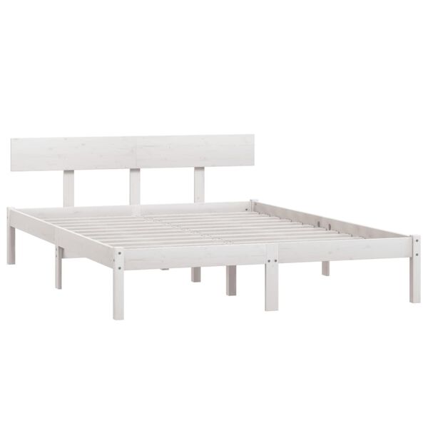 vidaXL Bedframe massief grenenhout wit 160x200 cm