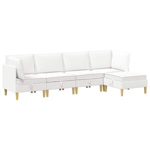 vidaXL Modulaire Sofa Set met Opslag 5 st Wit Stof