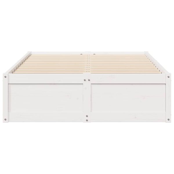 vidaXL Bedframe zonder matras massief grenenhout wit 135x190 cm