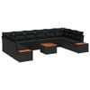 vidaXL Tuin Sofa Set met kussen met opslag 11 pcs Zwart Poly riet