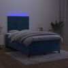 vidaXL Boxspring met matras en LED fluweel donkerblauw 120x190 cm