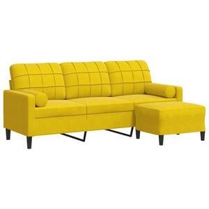 vidaXL Driezitsbank met voetenbank 180 cm fluweel geel