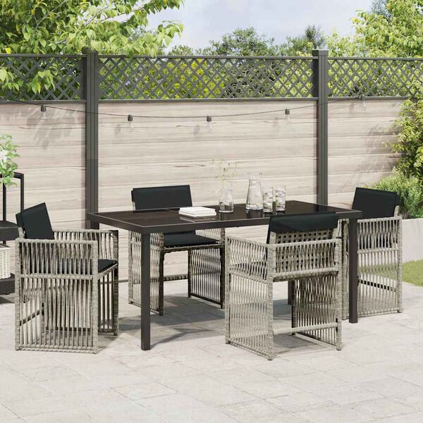 vidaXL Tuin eettafelset 5 pcs Lichtgrijs poly rattan