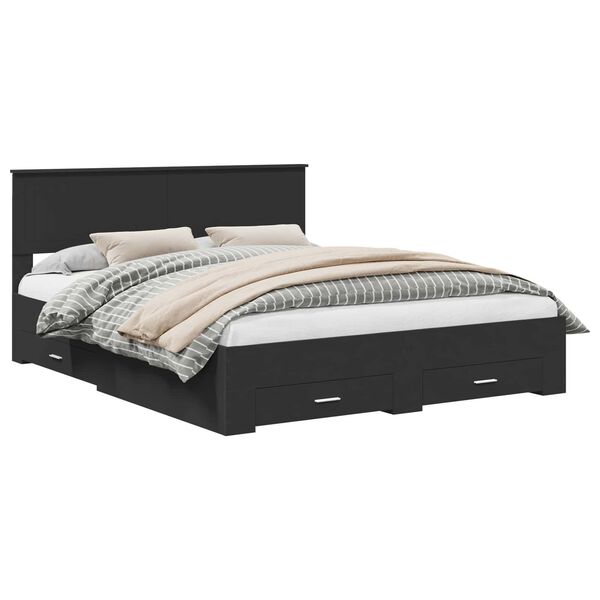 vidaXL Bedframe met hoofdeinde Zwart 160 x 200 cm Bewerkt hout