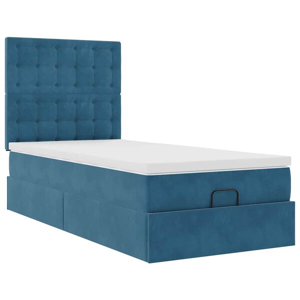 vidaXL Ottoman bed met matrassen 80x200cm fluweel donkerblauw