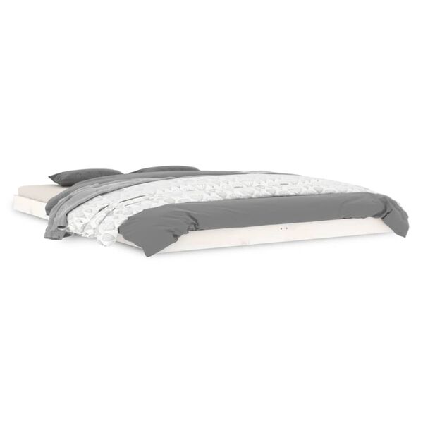 vidaXL Bedframe massief grenenhout wit 140x200 cm