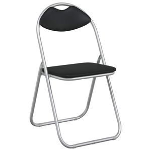 vidaXL Inklapbare stoel 8 st Nep Leer Zwart en Grijs 48 x 43,5 x 81 cm