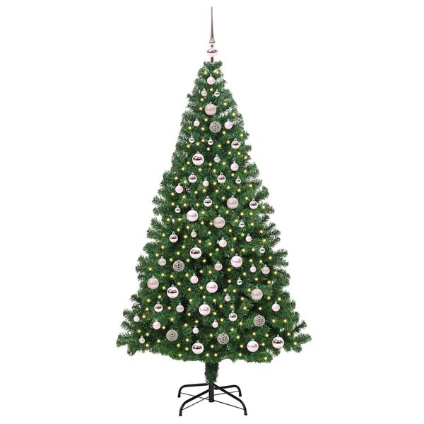 vidaXL Kunstkerstboom Groen 210 cm PVC en Staal en Kunststof