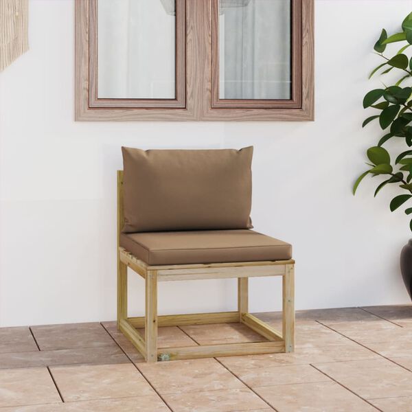 vidaXL Tuinmiddenbank met kussens groen ge&iuml;mpregneerd grenenhout