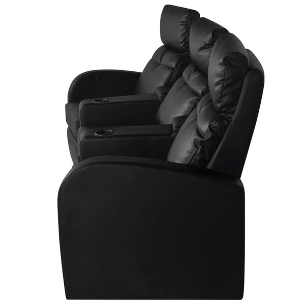 vidaXL Driedubbele relaxfauteuil met middenleuning kunstleer zwart