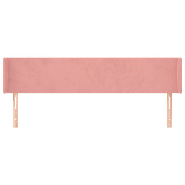 vidaXL Hoofdbord met randen 203x16x78/88 cm fluweel roze