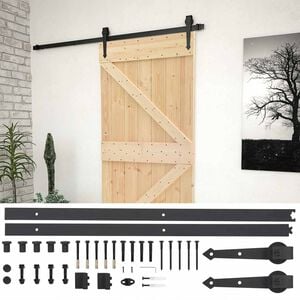 vidaXL Schuifdeur 90 x 210 cm Massief grenenhout Naturel en Zwart