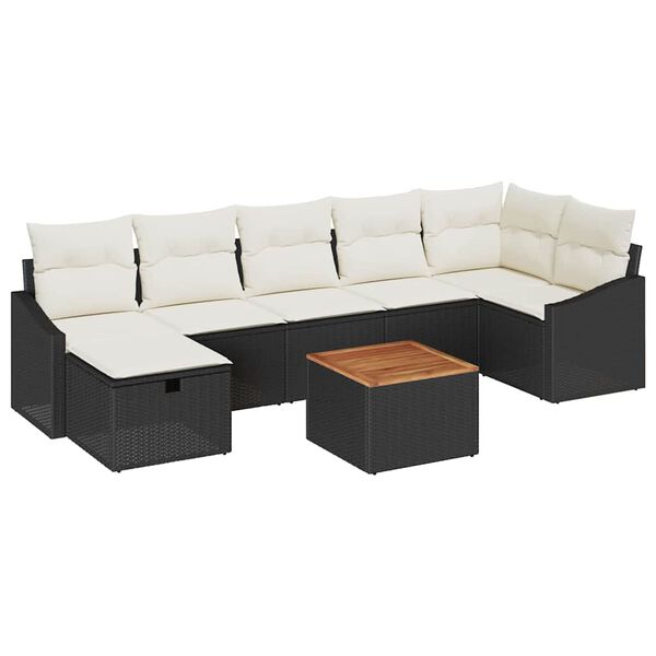 vidaXL Tuin Sofa Set met kussen met opslag 8 pcs Zwart Poly riet
