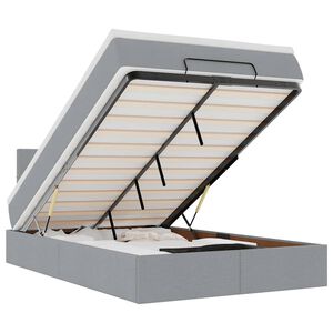 vidaXL Ottoman bed met matras en LED's 120x200 cm stof lichtgrijs