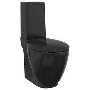 vidaXL Toilet rond afvoer onder keramiek zwart