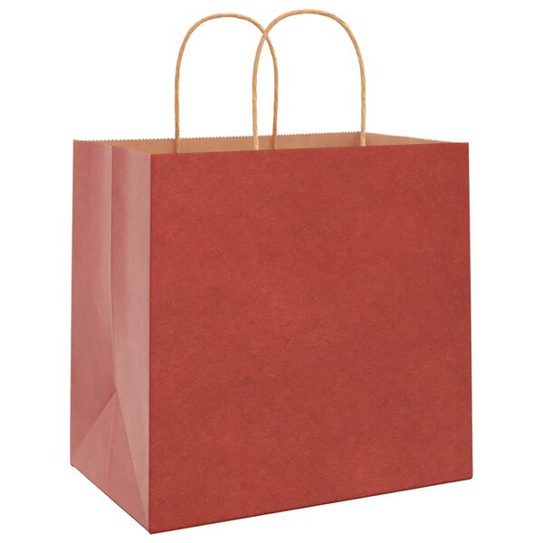 vidaXL Papieren zakken 250 st met hengsels 26x17x25 cm rood
