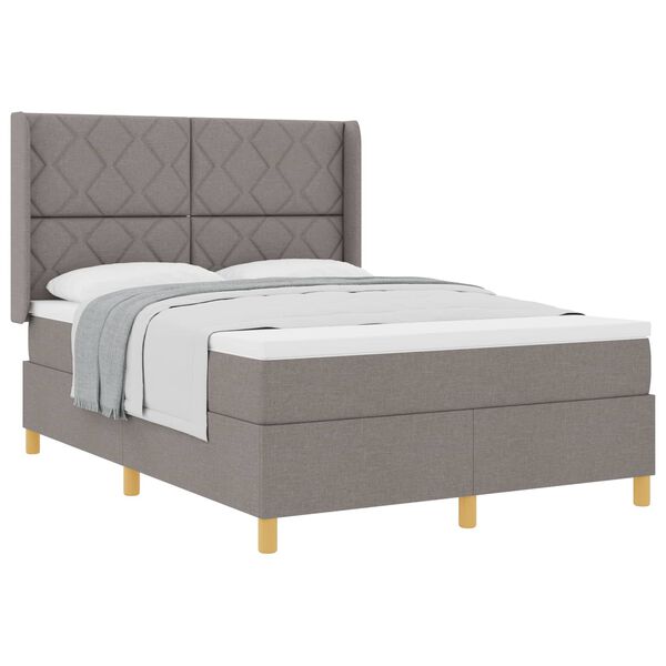 vidaXL Boxspringbed met matras met hoofdeinde Taupe 160 x 200 cm Stof