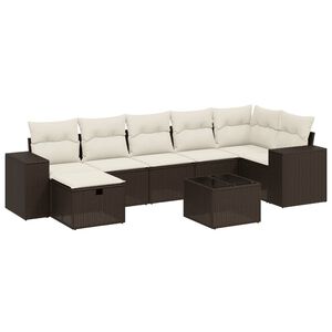 vidaXL 7-delige Loungeset met kussens poly rattan bruin
