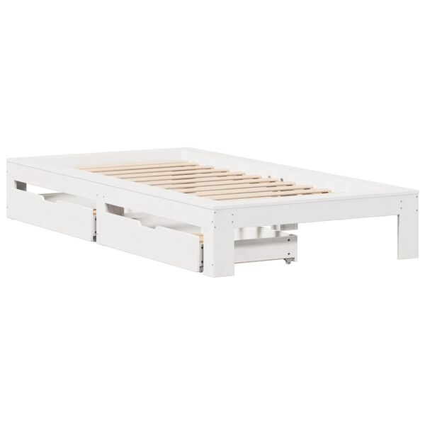 vidaXL Bedframe zonder matras massief grenenhout wit 90x200 cm