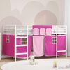 vidaXL Loftbedframe voor Kinderen met Gordijnen Wit en Roze
