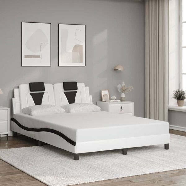 vidaXL Bedframe "Viana" met LED zonder matras wit en zwart 120x200 cm