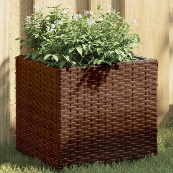 vidaXL Plantenbakken 2 st 36x30x32 cm poly rattan bruin