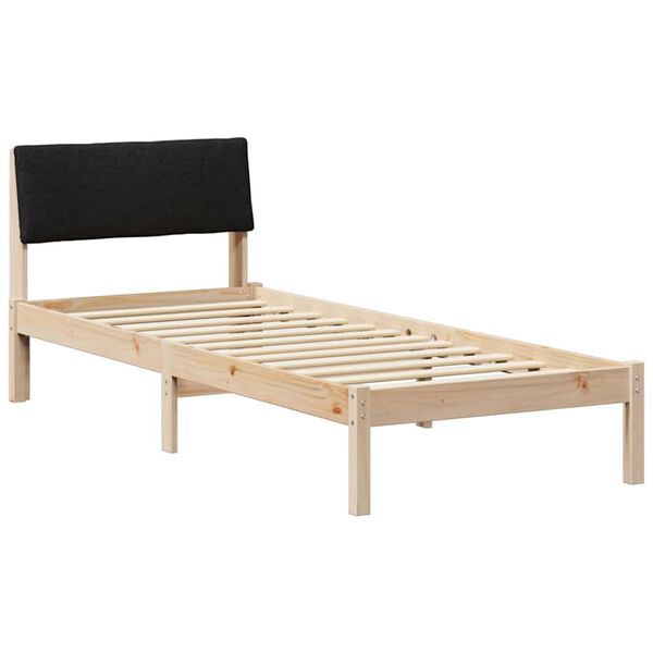 vidaXL Bedframe Bruin en zwart 75 x 190 cm Massief grenenhout
