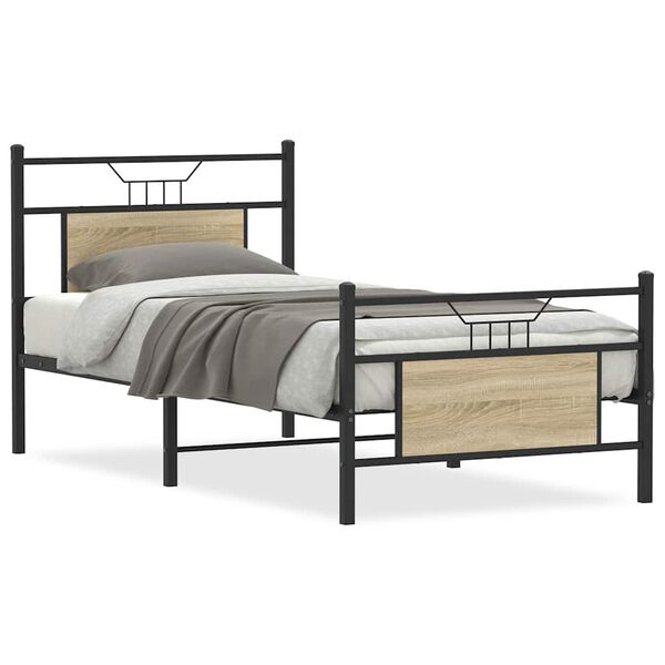 vidaXL Bedframe zonder matras hout sonoma eikenkleurig 75x190 cm