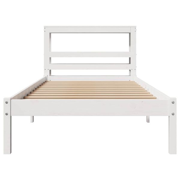 vidaXL Bedframe zonder matras massief grenenhout wit 75x190 cm