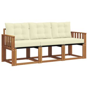 vidaXL Buiten bankenset met kussen 3 pcs Natuurlijk en Cr&egrave;me